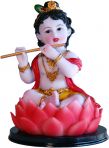 Lotus Krishna with Flute 6"